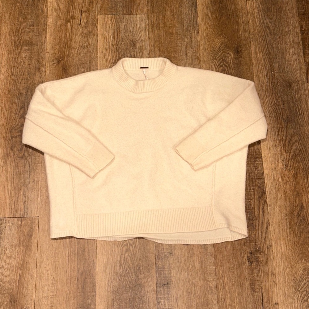 Free People 100% Cashmere Oversized Mock Neck Sweater Ivory OB2070451 Womens
